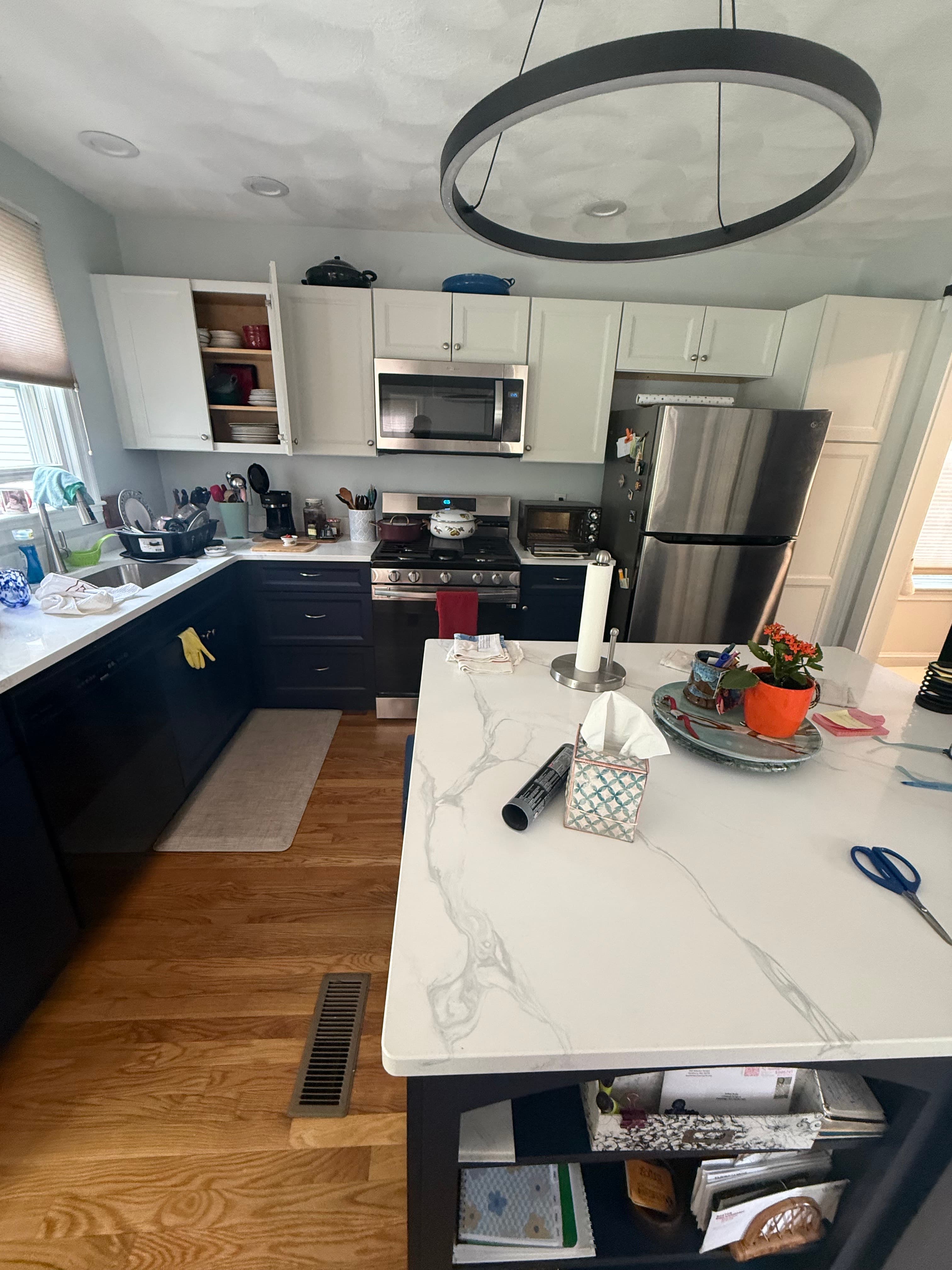 Complete Kitchen Renovation Cabinets Paint Flooring Island in Boston Massachusettes